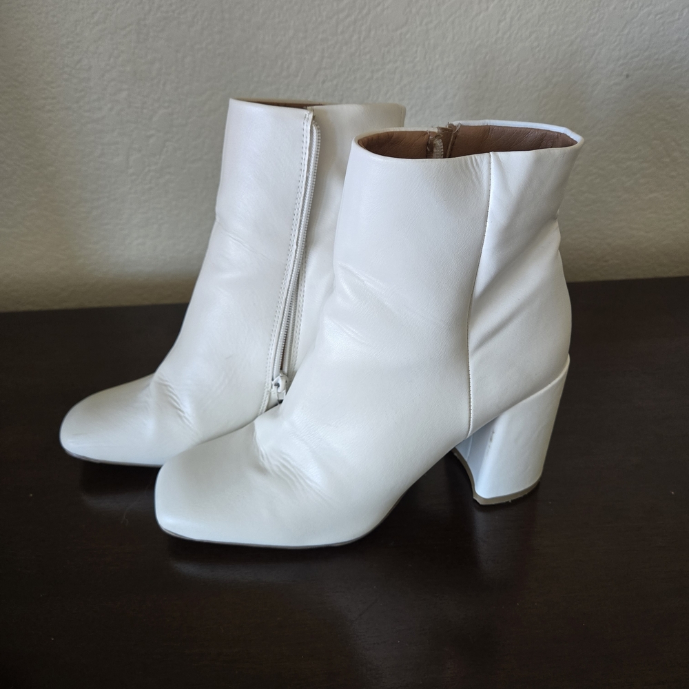 Madden Girl Sleek White Ankle Booties